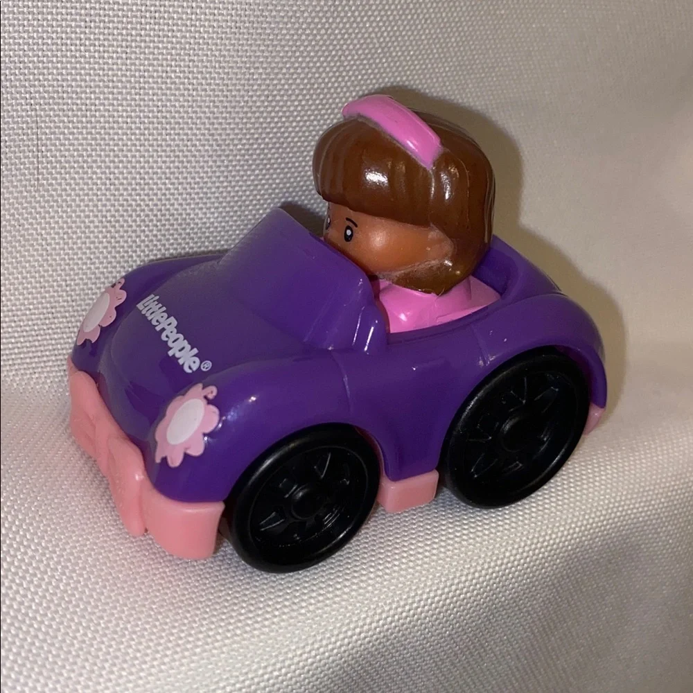 Little People Wheelies Car Racers with drivers, purple pink green, Fisher-Price